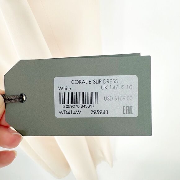 NEW Allsaints Coralie Midi Slip Dress Satin Open Back Backless White Women's 10 - Picture 10 of 14